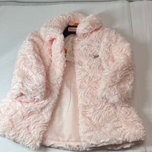 Juicy Couture Soft Pink Faux Fur Pea Coat for Kids